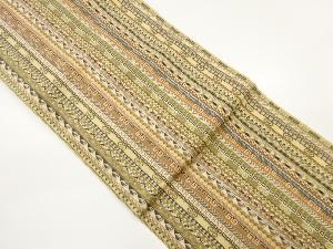 縞に幾何学模様織出し名古屋帯